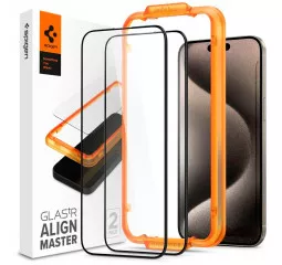 Защитное стекло для iPhone 15 Plus Spigen tR AlignMaster FC (2 Pack), Black