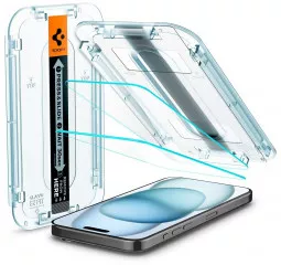 Защитное стекло для iPhone 15 Spigen EZ FIT tR (2 Pack), Clear (AGL06903)